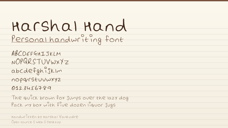 Complete Harshal Hand type specimen on ruled paper